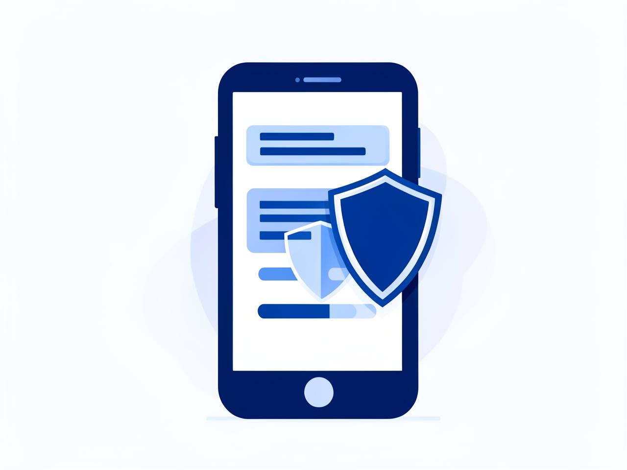 Celular exibindo uma mensagem suspeita protegida por um escudo